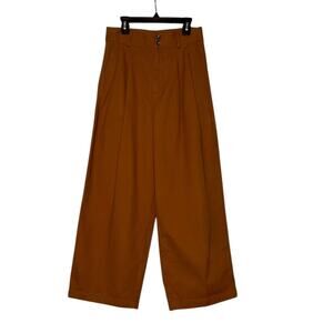 Madewell brown twill high waisted pleated wide leg pants size 0